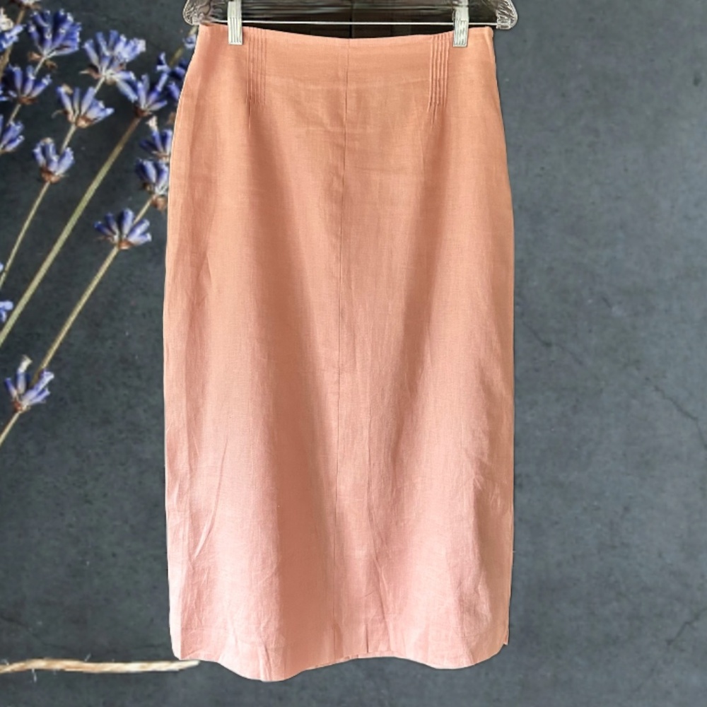 Marisa Christina 100% Linen Pink Long Skirt Size L EUC